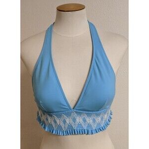 Women's LA BLANCA By Rod Beattie Baby Blue/White Triangle Bikini Top 10